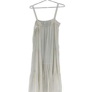 Jenni Kayne Seersucker White Summer Midi Size S Cotton Blend Dress